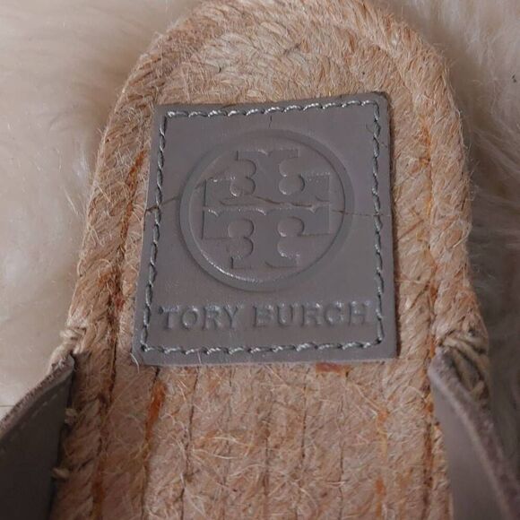 TORY BURCH Gray Suede Espadrille Mules Slides 5M - Picture 8 of 11